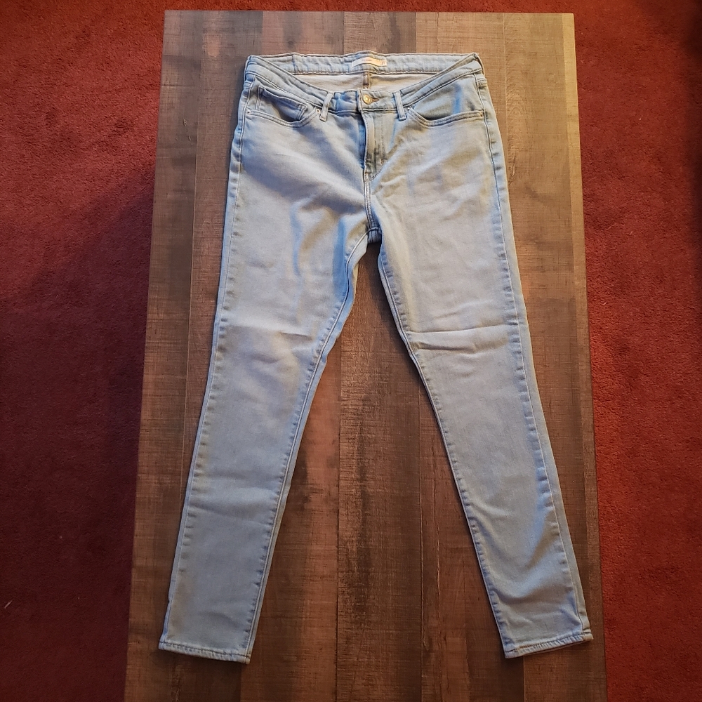 Levi Strauss 711 Skinny Womens Juniors Light Wash Stretch Levi's Jeans 32x28 EUC